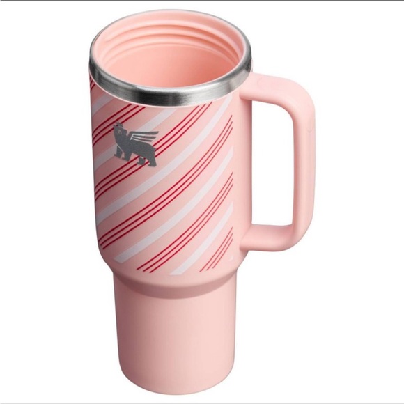 Stanley Pink and White Striped Tumbler Keychain - Picture 2 of 4